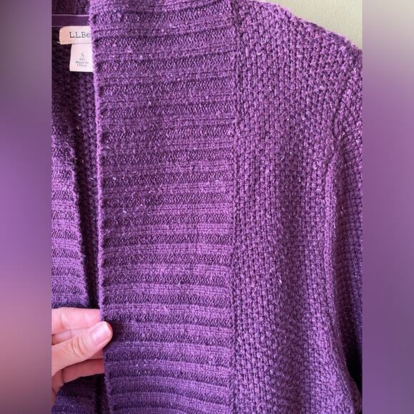 LL Bean Sweater Womens Small Purple Heathered Vintage Knit Long Cardigan Casual - Picture 3 of 11